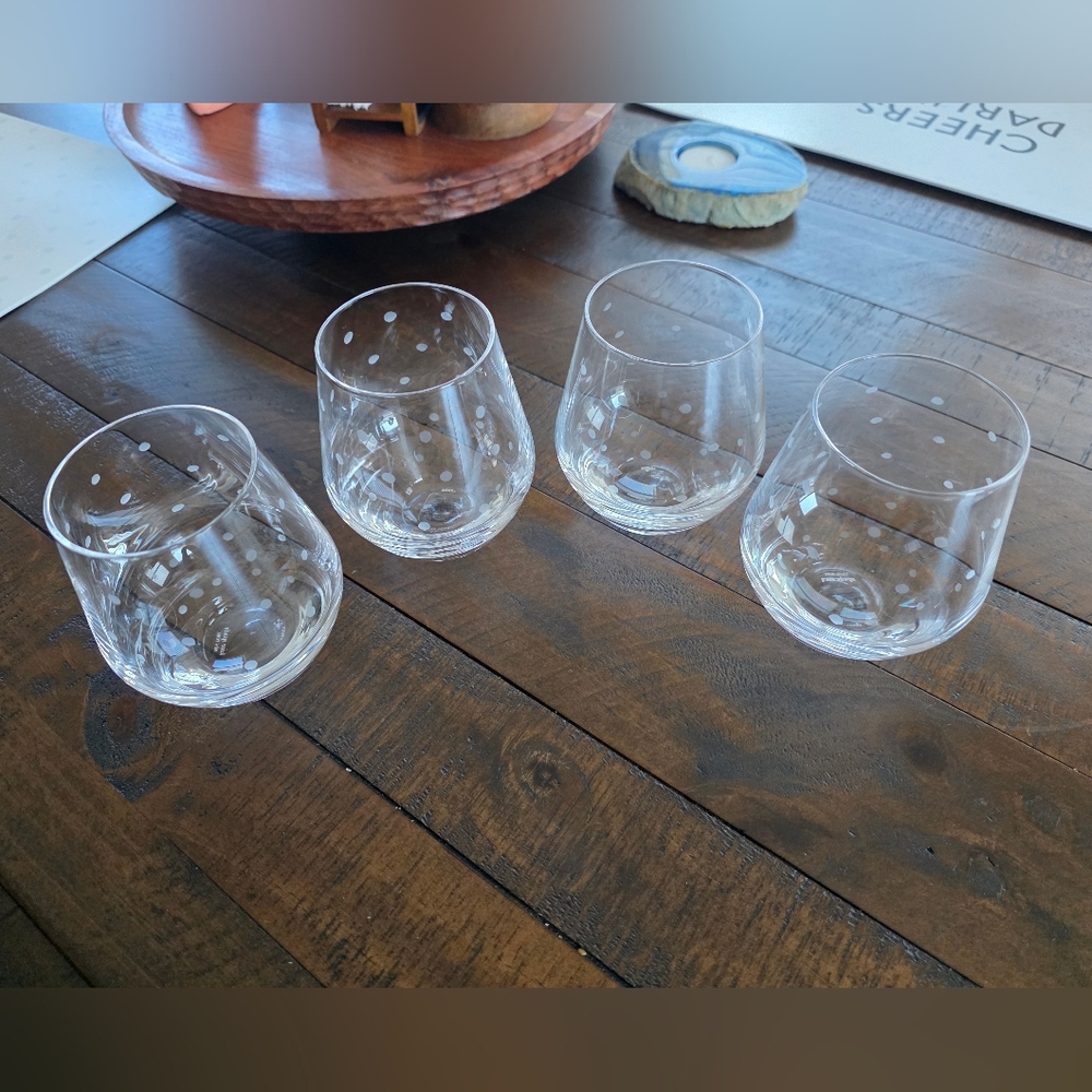 Kate Spade Lenox Larabee Dot Stemless wine glasses Set If Four
